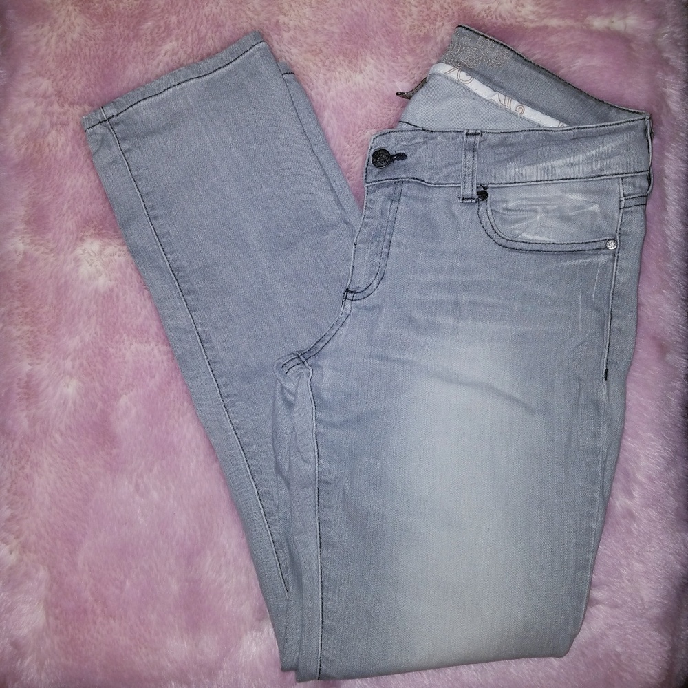 Gray wash skinny jeans